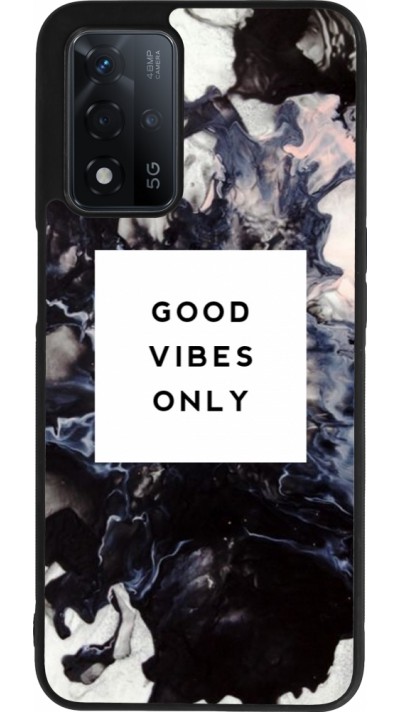 Coque OPPO A93s 5G - Silicone rigide noir Marble Good Vibes Only