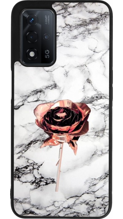 Coque OPPO A93s 5G - Silicone rigide noir Marble Rose Gold