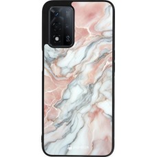 Coque OPPO A93s 5G - Silicone rigide noir Marbre Rose Lumineux
