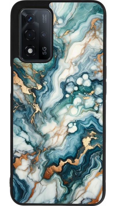 Coque OPPO A93s 5G - Silicone rigide noir Marbre Vert Bleu Doré