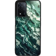 Coque OPPO A93s 5G - Silicone rigide noir Marbre vert majestueux