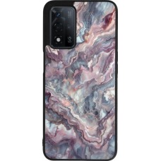 Coque OPPO A93s 5G - Silicone rigide noir Marbre violette argentée