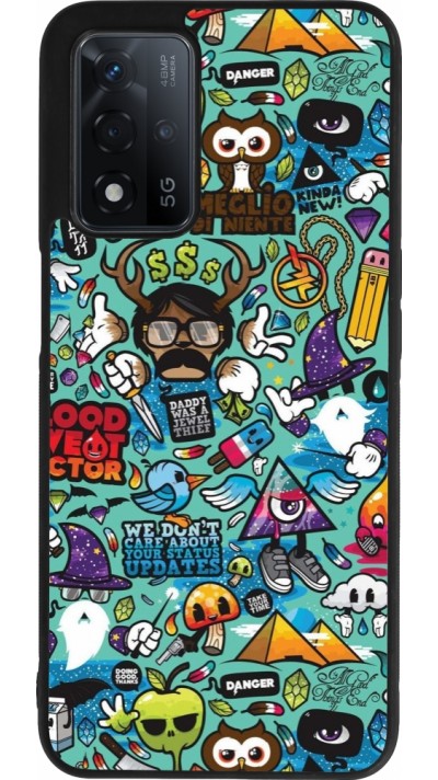 OPPO A93s 5G Case Hülle - Silikon schwarz Mixed Cartoons Turquoise