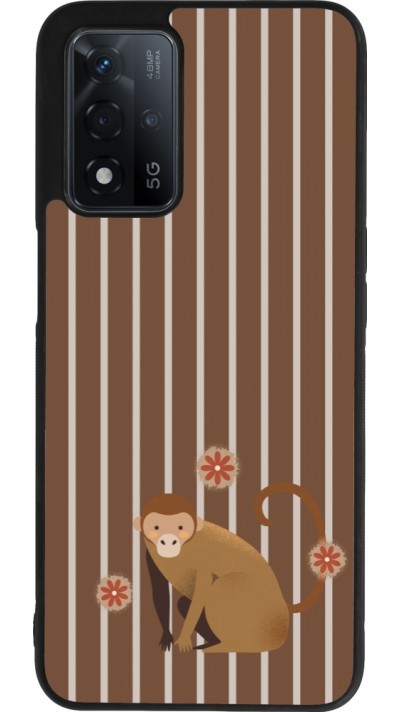 OPPO A93s 5G Case Hülle - Silikon schwarz Monkey with stripes