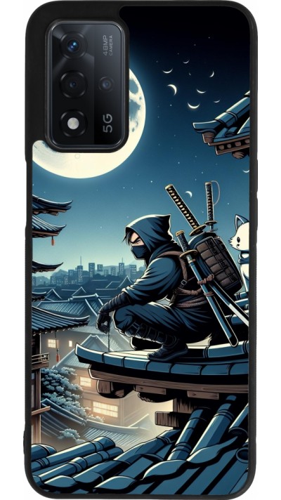 OPPO A93s 5G Case Hülle - Silikon schwarz Ninja unter dem Mond