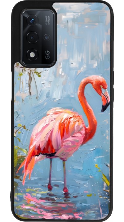 OPPO A93s 5G Case Hülle - Silikon schwarz Paint Flamingo