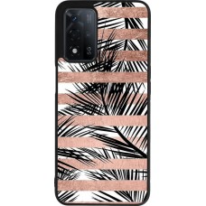 OPPO A93s 5G Case Hülle - Silikon schwarz Palm trees gold stripes