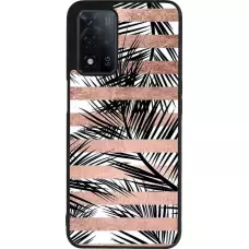 Coque OPPO A93s 5G - Silicone rigide noir Palm trees gold stripes