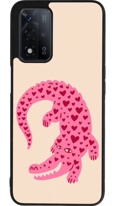 OPPO A93s 5G Case Hülle - Silikon schwarz Pink crocodile 2026