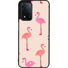 OPPO A93s 5G Case Hülle - Silikon schwarz Pink Flamingos Pattern
