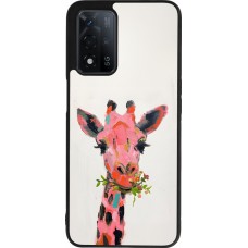 OPPO A93s 5G Case Hülle - Silikon schwarz Pink Girafe Paint