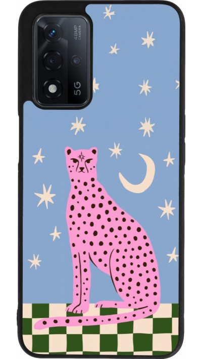 OPPO A93s 5G Case Hülle - Silikon schwarz Pink leopard with stars 2026