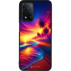 OPPO A93s 5G Case Hülle - Silikon schwarz Strand Sonnenuntergang auffällig
