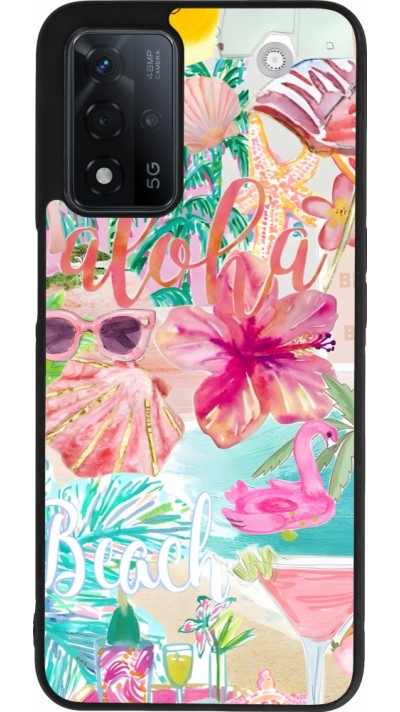 Coque OPPO A93s 5G - Silicone rigide noir Preppy Collage Aloha