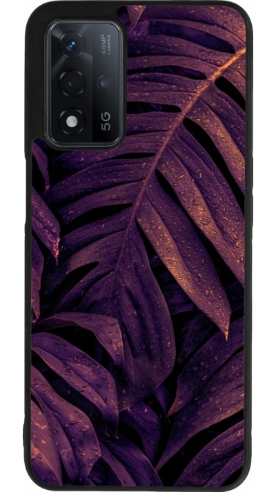 Coque OPPO A93s 5G - Silicone rigide noir Purple Light Leaves