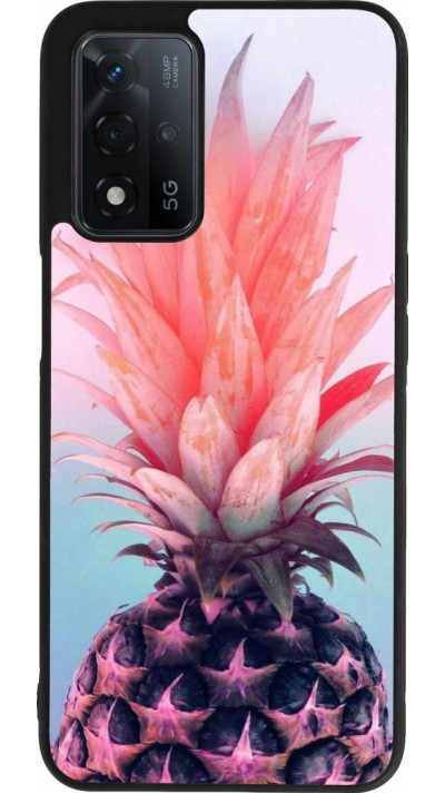 Coque OPPO A93s 5G - Silicone rigide noir Purple Pink Pineapple