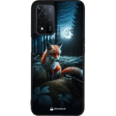 Coque OPPO A93s 5G - Silicone rigide noir Renard lune forêt