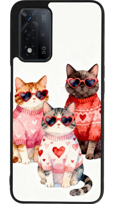 Coque OPPO A93s 5G - Silicone rigide noir Saint Valentines Day 26 Cat Love