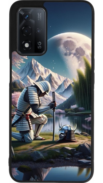 Coque OPPO A93s 5G - Silicone rigide noir Samurai Katana Lune