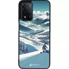 Coque OPPO A93s 5G - Silicone rigide noir Snowboarder Montagne