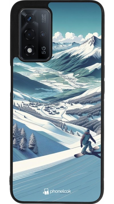 OPPO A93s 5G Case Hülle - Silikon schwarz Snowboarder Berg
