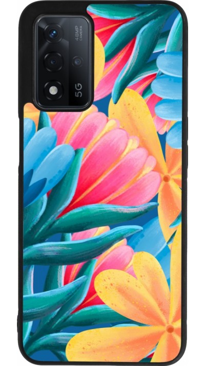 OPPO A93s 5G Case Hülle - Silikon schwarz Spring 23 colorful flowers