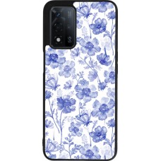 OPPO A93s 5G Case Hülle - Silikon schwarz Spring 23 watercolor blue flowers