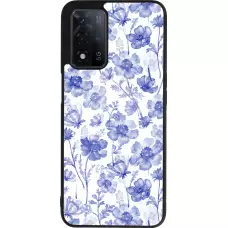 Coque OPPO A93s 5G - Silicone rigide noir Spring 23 watercolor blue flowers