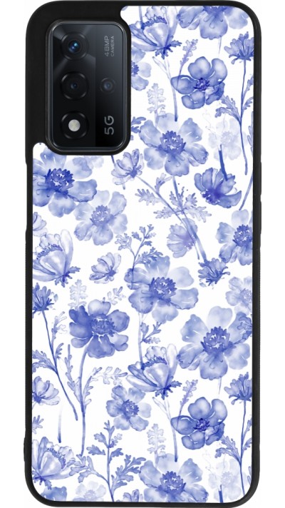 OPPO A93s 5G Case Hülle - Silikon schwarz Spring 23 watercolor blue flowers