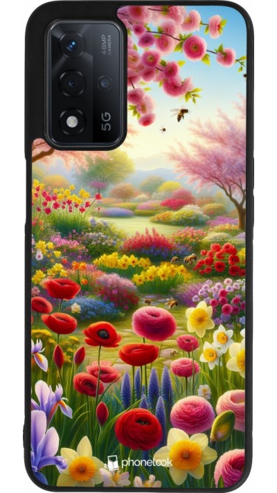 Coque OPPO A93s 5G - Silicone rigide noir Spring 25 Bouquet printemps