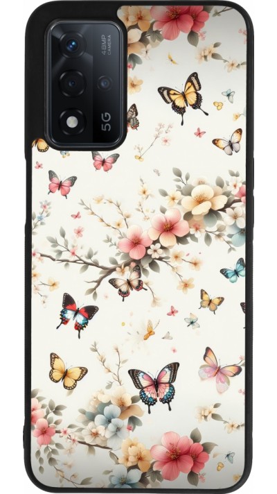 Coque OPPO A93s 5G - Silicone rigide noir Spring 25 Papillons Légers