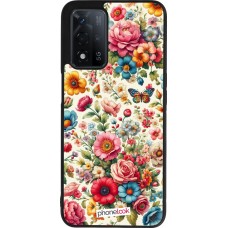 Coque OPPO A93s 5G - Silicone rigide noir Spring 25 printemps fleuri