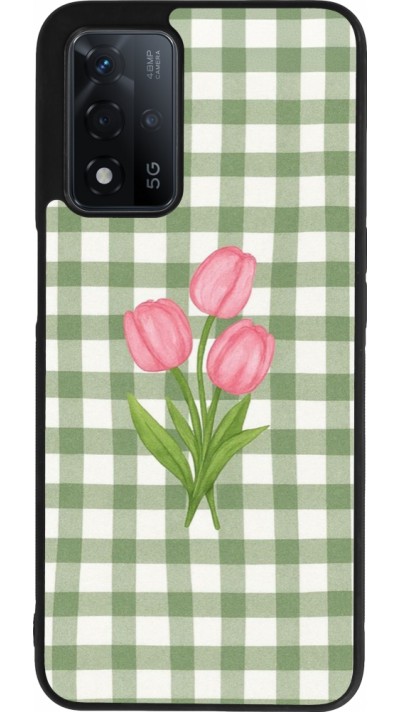 OPPO A93s 5G Case Hülle - Silikon schwarz Green vichy tulips Spring 2026