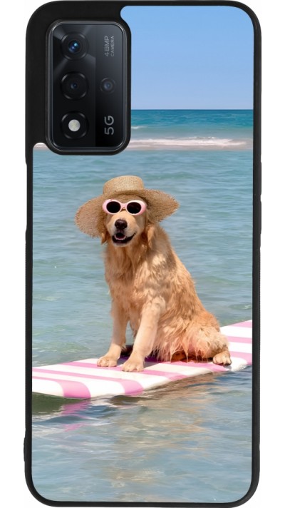 OPPO A93s 5G Case Hülle - Silikon schwarz Summer Dog on Paddle