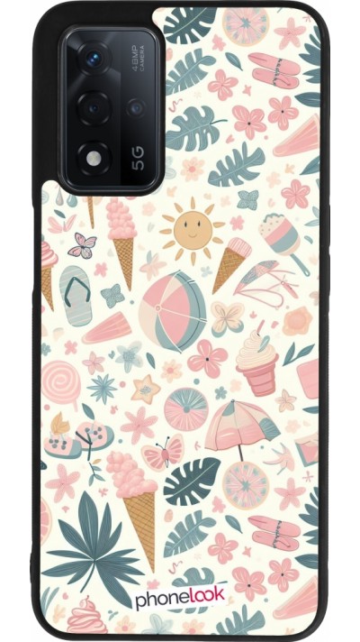 OPPO A93s 5G Case Hülle - Silikon schwarz Sommer Pink Muster