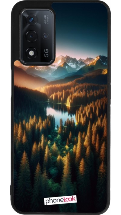 OPPO A93s 5G Case Hülle - Silikon schwarz Sonnenuntergang Waldsee