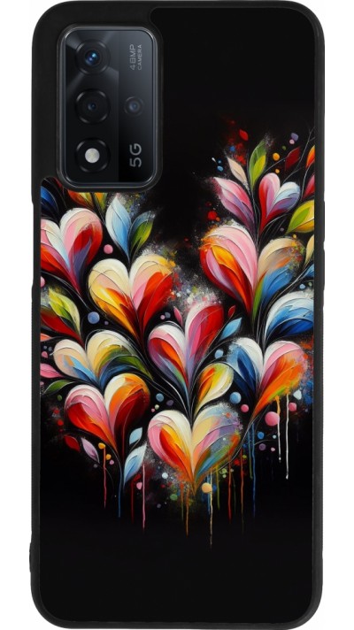 OPPO A93s 5G Case Hülle - Silikon schwarz Valentin 2024 Schwarzes Herz Abstrakt