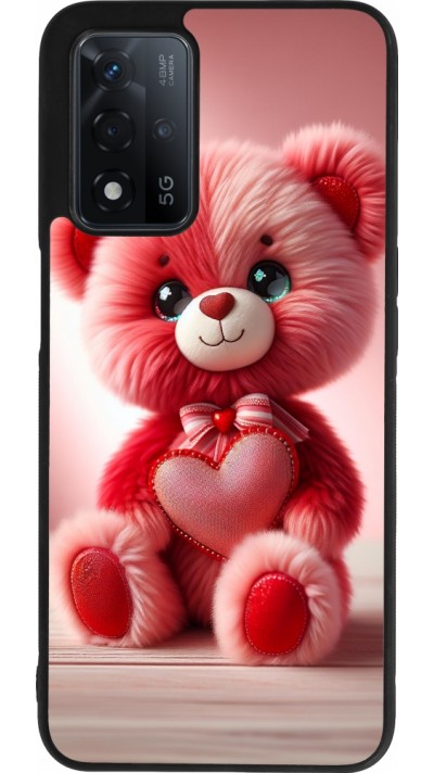 OPPO A93s 5G Case Hülle - Silikon schwarz Valentin 2024 Rosaroter Teddybär