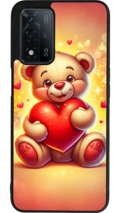 OPPO A93s 5G Case Hülle - Silikon schwarz Valentin 2024 Teddy Liebe