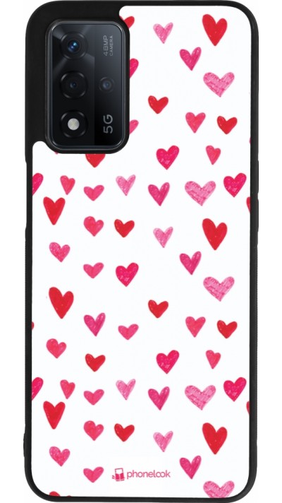OPPO A93s 5G Case Hülle - Silikon schwarz Valentine 2022 Many pink hearts