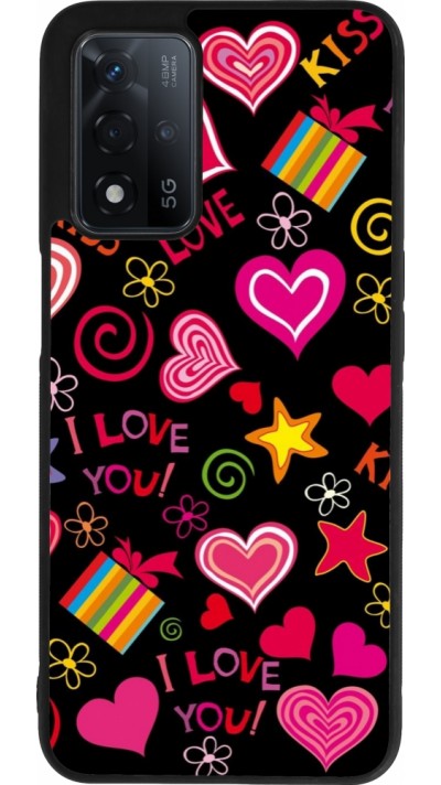 OPPO A93s 5G Case Hülle - Silikon schwarz Valentine 2023 love symbols