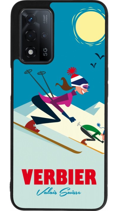 OPPO A93s 5G Case Hülle - Silikon schwarz Verbier Ski Downhill