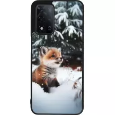 Coque OPPO A93s 5G - Silicone rigide noir Noël 2023 Renardeau sapin