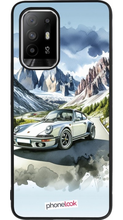 Coque OPPO F19 Pro+ - Silicone rigide noir Porsche 911 Mountain Watercolor
