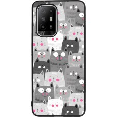 OPPO F19 Pro+ Case Hülle - Silikon schwarz Katzenschwärme