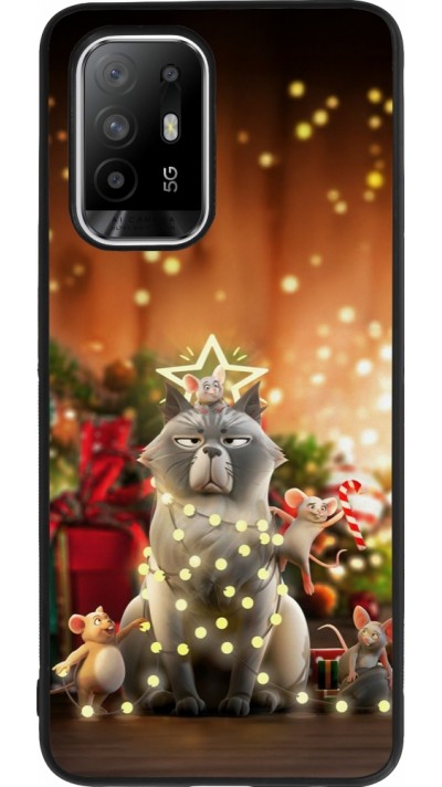 Coque OPPO F19 Pro+ - Silicone rigide noir Christmas 25 Xmas Cat