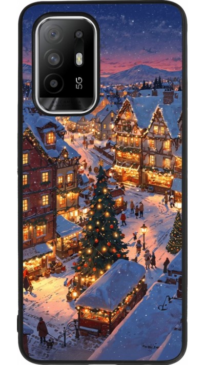 Coque OPPO F19 Pro+ - Silicone rigide noir Christmas 25 Xmas Village