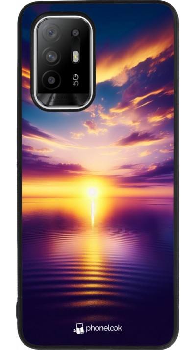 OPPO F19 Pro+ Case Hülle - Silikon schwarz Sonnenuntergang gelb violett