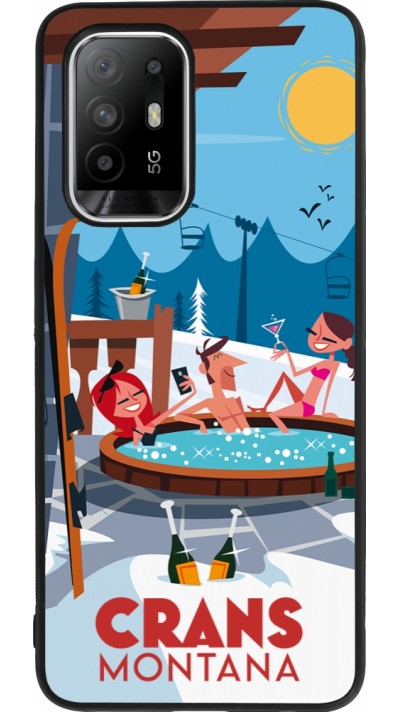 Coque OPPO F19 Pro+ - Silicone rigide noir Crans-Montana Mountain Jacuzzi