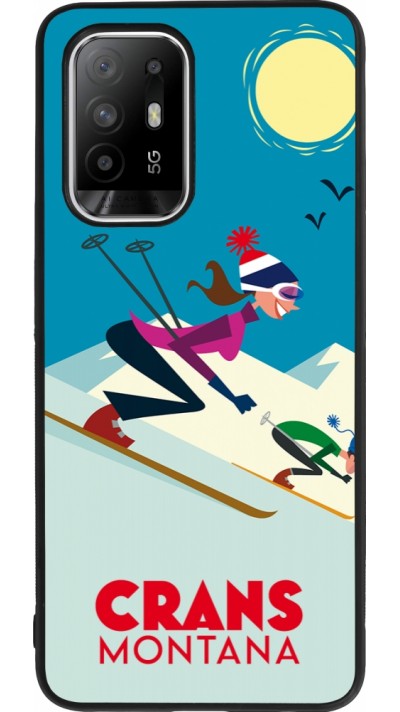 Coque OPPO F19 Pro+ - Silicone rigide noir Crans-Montana Ski Downhill